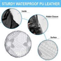 Lotu Tamaiti White Sunday Spare Tire Cover Pacific Plumeria Flowers - White Version