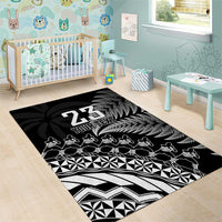 Custom Fiji New Zealand Rugby Area Rug Cibi Dance with Black Fern