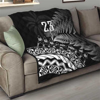 Custom Fiji New Zealand Rugby Quilt Cibi Dance with Black Fern