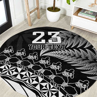 Custom Fiji New Zealand Rugby Round Carpet Cibi Dance with Black Fern