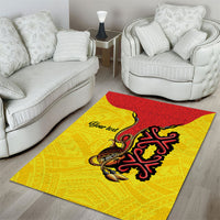 Personalised Papua New Guinea Oro Necklace Area Rug Gold Melanesia Traditional Pattern