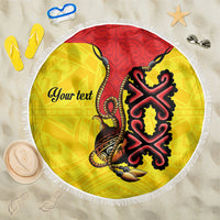 Personalised Papua New Guinea Oro Necklace Beach Blanket Gold Melanesia Traditional Pattern