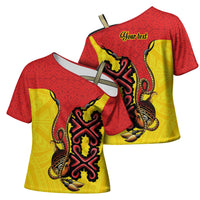 Personalised Papua New Guinea Oro Necklace Cross Shoulder Shirt Gold Melanesia Traditional Pattern