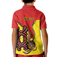 Personalised Papua New Guinea Oro Necklace Kid Polo Shirt Gold Melanesia Traditional Pattern
