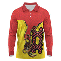 Personalised Papua New Guinea Oro Necklace Long Sleeve Polo Shirt Gold Melanesia Traditional Pattern