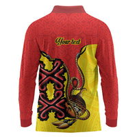 Personalised Papua New Guinea Oro Necklace Long Sleeve Polo Shirt Gold Melanesia Traditional Pattern