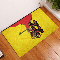Personalised Papua New Guinea Oro Necklace Rubber Doormat Gold Melanesia Traditional Pattern