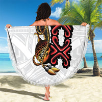 Personalised Papua New Guinea Oro Necklace Beach Blanket Black Melanesia Traditional Pattern