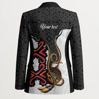Personalised Papua New Guinea Oro Necklace Blazer Black Melanesia Traditional Pattern
