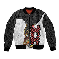Personalised Papua New Guinea Oro Necklace Bomber Jacket Black Melanesia Traditional Pattern