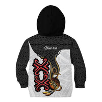 Personalised Papua New Guinea Oro Necklace Kid Hoodie Black Melanesia Traditional Pattern