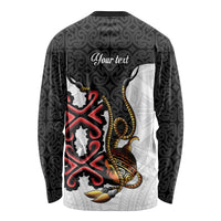 Personalised Papua New Guinea Oro Necklace Long Sleeve Shirt Black Melanesia Traditional Pattern