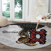 Personalised Papua New Guinea Oro Necklace Round Carpet Black Melanesia Traditional Pattern
