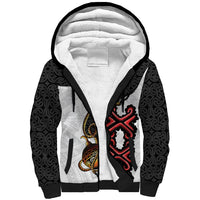 Personalised Papua New Guinea Oro Necklace Sherpa Hoodie Black Melanesia Traditional Pattern