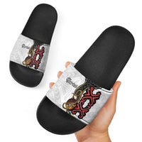 Personalised Papua New Guinea Oro Necklace Slide Sandals Black Melanesia Traditional Pattern