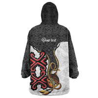 Personalised Papua New Guinea Oro Necklace Wearable Blanket Hoodie Black Melanesia Traditional Pattern