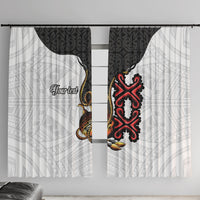 Personalised Papua New Guinea Oro Necklace Window Curtain Black Melanesia Traditional Pattern