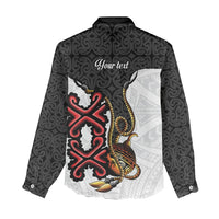 Personalised Papua New Guinea Oro Necklace Women Casual Shirt Black Melanesia Traditional Pattern