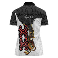 Personalised Papua New Guinea Oro Necklace Women Polo Shirt Black Melanesia Traditional Pattern