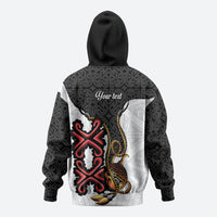 Personalised Papua New Guinea Oro Necklace Zip Hoodie Black Melanesia Traditional Pattern