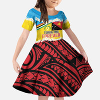 Personalised Torba PNG Forever Family Matching Mermaid Dress and Hawaiian Shirt Polynesian Sand Art LT9 Daughter's Dress Green - Polynesian Pride