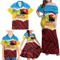 Personalised Torba PNG Forever Family Matching Off Shoulder Maxi Dress and Hawaiian Shirt Polynesian Sand Art - Polynesian Pride