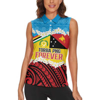 Personalised Torba PNG Forever Women Sleeveless Polo Shirt Polynesian Sand Art - Polynesian Pride