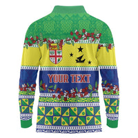 Personalised Malampa Fiji Forever Long Sleeve Polo Shirt Tagimoucia Polynesian Sand Drawing - Polynesian Pride