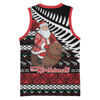 New Zealand Kiwi Santa Christmas Basketball Jersey He Wairua Kirihimete LT9 - Polynesian Pride
