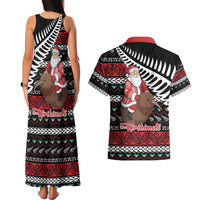 New Zealand Kiwi Santa Christmas Couples Matching Tank Maxi Dress and Hawaiian Shirt He Wairua Kirihimete LT9 - Polynesian Pride