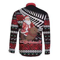 New Zealand Kiwi Santa Christmas Long Sleeve Button Shirt He Wairua Kirihimete LT9 - Polynesian Pride