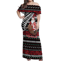New Zealand Kiwi Santa Christmas Off Shoulder Maxi Dress He Wairua Kirihimete - Polynesian Pride