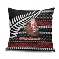 New Zealand Kiwi Santa Christmas Pillow Cover He Wairua Kirihimete LT9 Black - Polynesian Pride