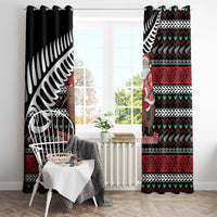 New Zealand Kiwi Santa Christmas Window Curtain He Wairua Kirihimete - Polynesian Pride
