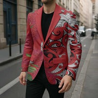 Personalised New Zealand Koru Pohutukawa Blazer Meri Kirihimete Aroha for Christmas - Polynesian Pride