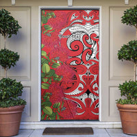 Personalised New Zealand Koru Pohutukawa Door Cover Meri Kirihimete Aroha for Christmas - Polynesian Pride
