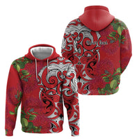 Personalised New Zealand Koru Pohutukawa Hoodie Meri Kirihimete Aroha for Christmas - Polynesian Pride