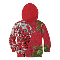 Personalised New Zealand Koru Pohutukawa Kid Hoodie Meri Kirihimete Aroha for Christmas LT9 - Polynesian Pride
