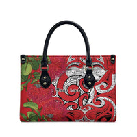 Personalised New Zealand Koru Pohutukawa Leather Bag Meri Kirihimete Aroha for Christmas - Polynesian Pride