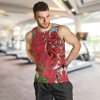 Personalised New Zealand Koru Pohutukawa Men Tank Top Meri Kirihimete Aroha for Christmas - Polynesian Pride