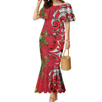 Personalised New Zealand Koru Pohutukawa Mermaid Dress Meri Kirihimete Aroha for Christmas - Polynesian Pride