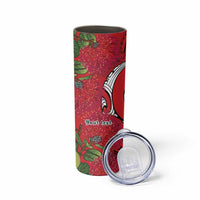 Personalised New Zealand Koru Pohutukawa Skinny Tumbler Meri Kirihimete Aroha for Christmas - Polynesian Pride