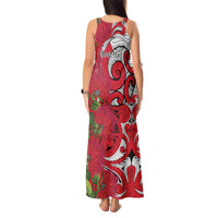 Personalised New Zealand Koru Pohutukawa Tank Maxi Dress Meri Kirihimete Aroha for Christmas - Polynesian Pride