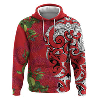 Personalised New Zealand Koru Pohutukawa Zip Hoodie Meri Kirihimete Aroha for Christmas - Polynesian Pride