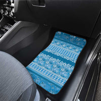 Hawaiian Hibiscus Honu Car Mats Blue Mele Kalikimaka Palaka Spirit - Polynesian Pride