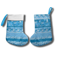 Hawaiian Hibiscus Honu Christmas Stocking Blue Mele Kalikimaka Palaka Spirit - Polynesian Pride