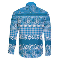 Hawaiian Hibiscus Honu Family Matching Off Shoulder Short Dress and Hawaiian Shirt Blue Mele Kalikimaka Palaka Spirit - Polynesian Pride