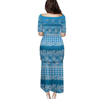 Hawaiian Hibiscus Honu Family Matching Puletasi and Hawaiian Shirt Blue Mele Kalikimaka Palaka Spirit LT9 - Polynesian Pride