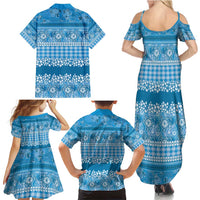 Hawaiian Hibiscus Honu Family Matching Summer Maxi Dress and Hawaiian Shirt Blue Mele Kalikimaka Palaka Spirit LT9 - Polynesian Pride