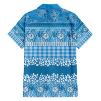 Hawaiian Hibiscus Honu Family Matching Tank Maxi Dress and Hawaiian Shirt Blue Mele Kalikimaka Palaka Spirit LT9 - Polynesian Pride
